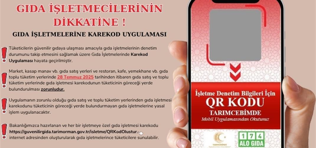 GIDA İŞLETMELERİNDE KAREKOD UYGULAMASINA GEÇİŞ; SON TARİH 28 TEMMUZ 2025